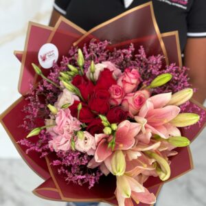 Swirls of Pinks Gift Wrapped Bouquet