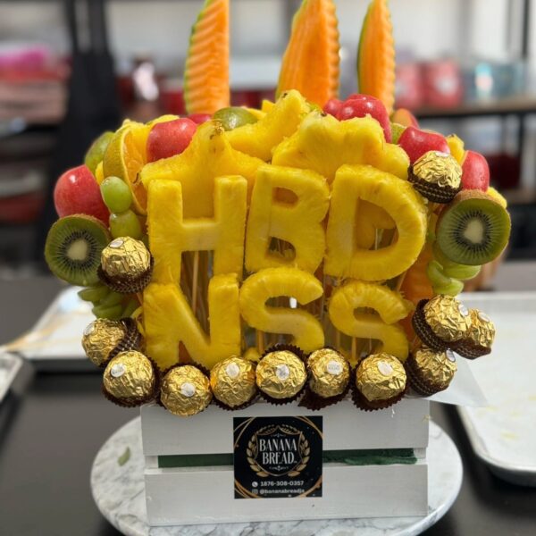 16" Edible Arrangement with Carvings and Ferrero Rocher - Image 3