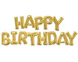 PHR 74" PKG Gold Happy Birthday