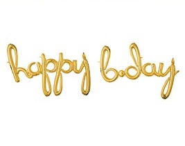 PHR 76" PKG Happy BDay Gold