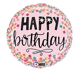 HBD 18" PKG Pink Confetti