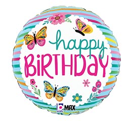 HBD 18" PKG Color Butterflies